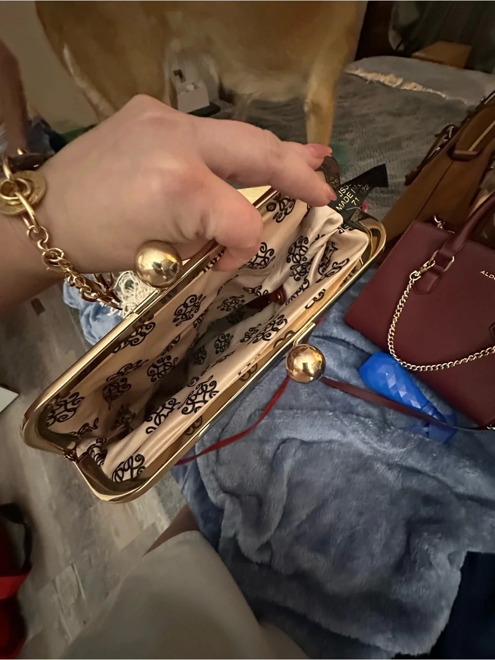 Jessica Simpson Red Clutch with Gold Tone Frame